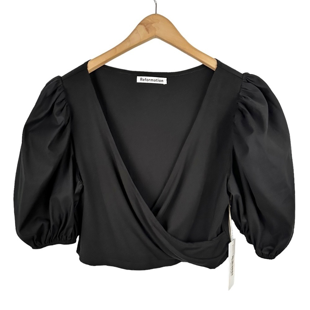 REFORMATION Kathryn Cropped Wrap Blouse - Picture 5 of 10